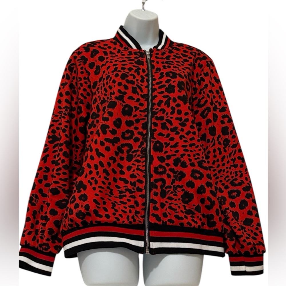 Ashley Stewart Red Leopard Print Women's Jacket